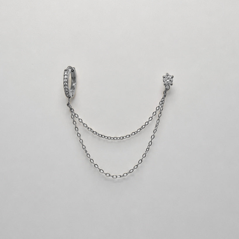 ORECCHINO HOOP DOUBLE CHAIN SPARKLING