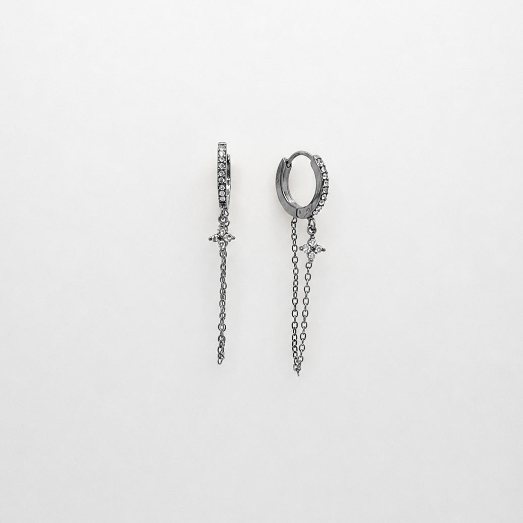 ORECCHINI HOOP FLOWER CHAIN