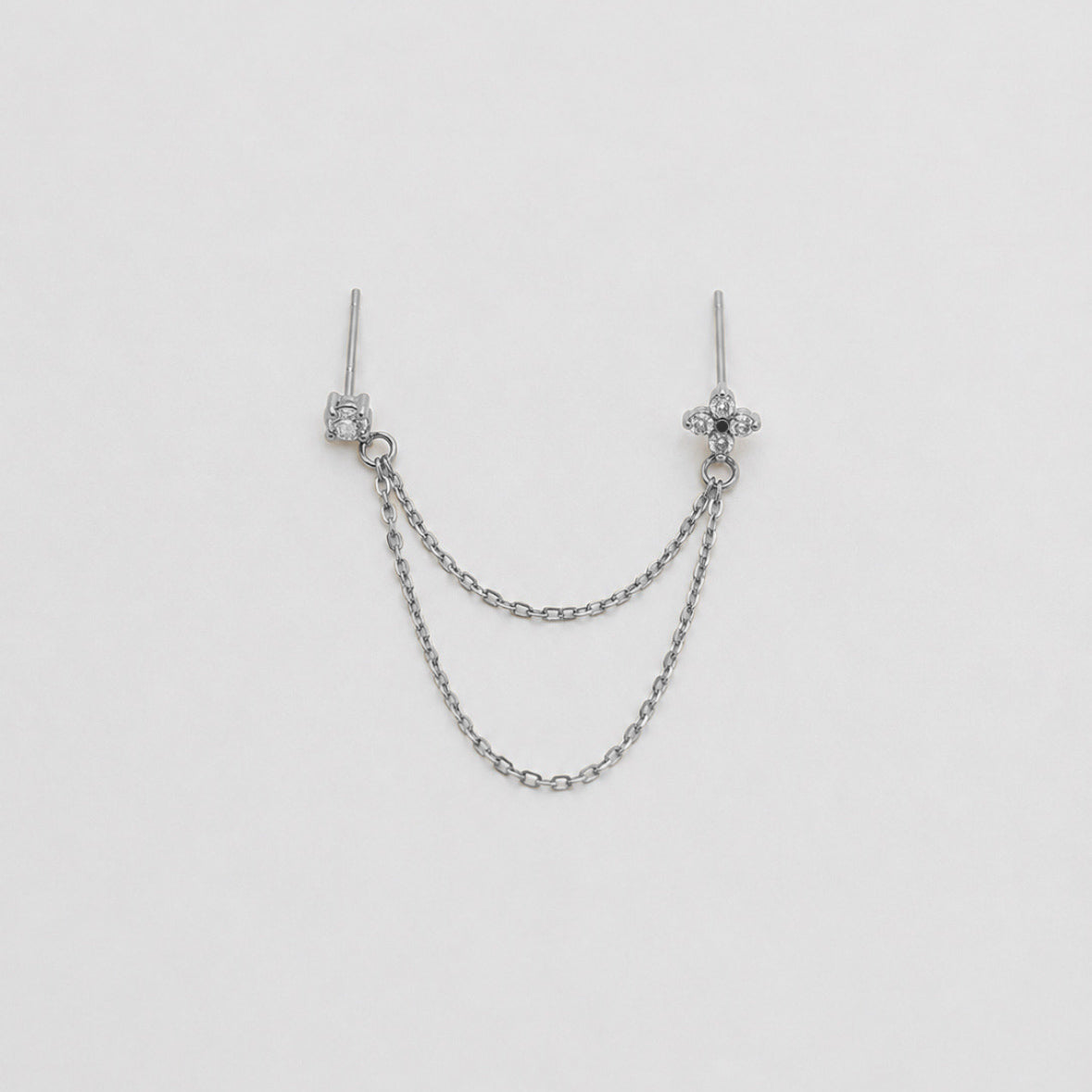 ORECCHINO FLOWER DOUBLE CHAIN