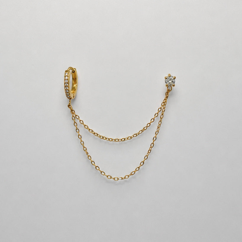 ORECCHINO HOOP DOUBLE CHAIN SPARKLING