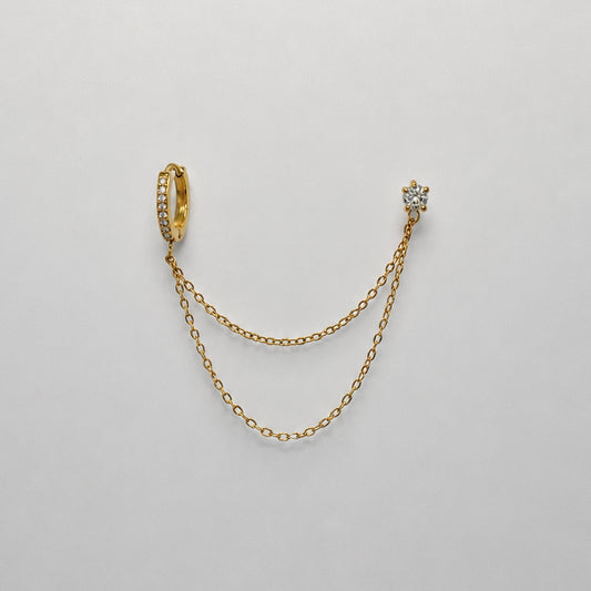 ORECCHINO HOOP DOUBLE CHAIN SPARKLING