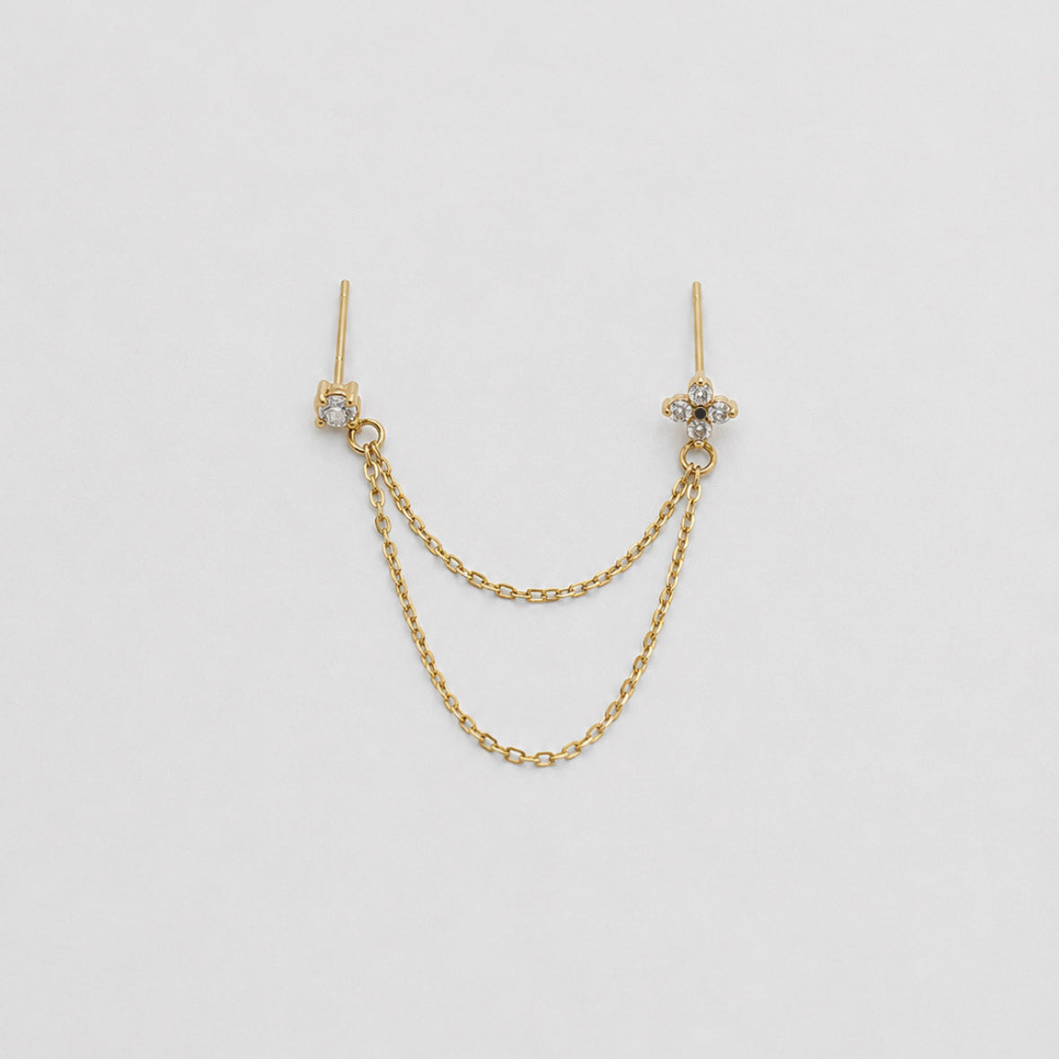 ORECCHINO FLOWER DOUBLE CHAIN