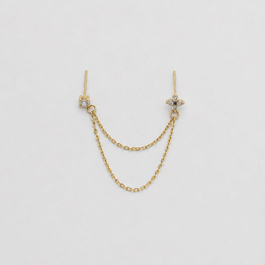 ORECCHINO FLOWER DOUBLE CHAIN