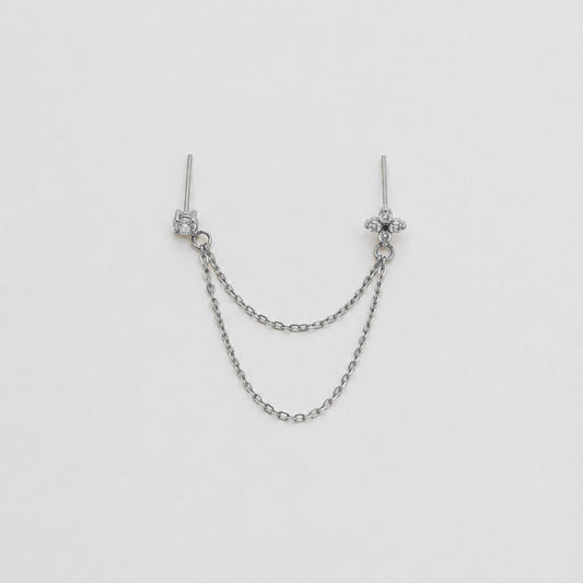 ORECCHINO FLOWER DOUBLE CHAIN