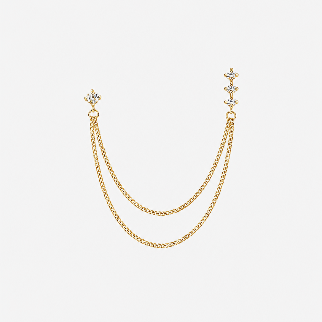 ORECCHINO TRIPLO DOT CHAIN
