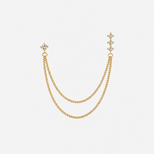 ORECCHINO TRIPLO DOT CHAIN